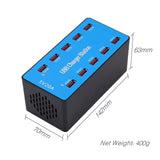 USB Charger 100W 10 Ports USB 20A Smart Phone Desktop Charging Station for 5V 2A for Samsung Xiaomi  blue_Australian regulations