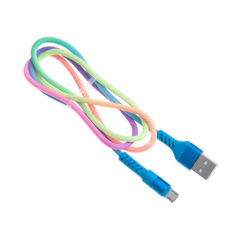 Rainbow Braided USB Data Cable Fast Charging Cord for iOS or Android Mobile Phones for Android