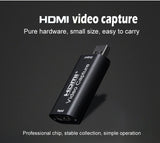USB 2.0 HDMI Channel Metal Video Capture Card Live Recording Box Supports OBS black