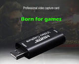 USB 2.0 HDMI Channel Metal Video Capture Card Live Recording Box Supports OBS black