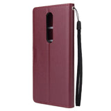 For OPPO F11 pro Wallet-type PU Leather Protective Phone Case with Buckle & 3 Card Position Red wine