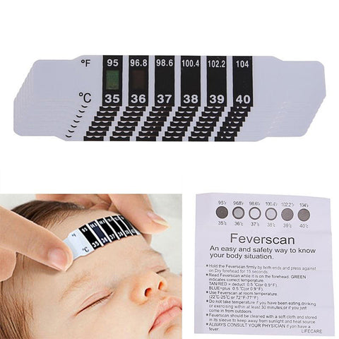 Reusable Flexible Head Fever Forehead LCD Thermometer Strip Color Change Home Test Temperature 10 pieces