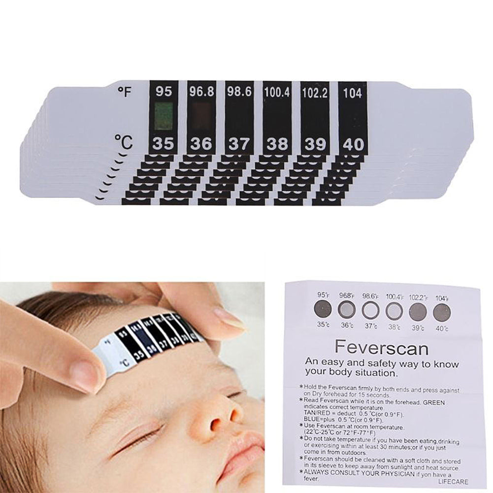 Reusable Flexible Head Fever Forehead LCD Thermometer Strip Color Change Home Test Temperature 5 pieces