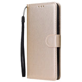 For VIVO Y17 Cellphone Cover PU Leather Shell All-round Protection Mobile Phone Case Precise Cutout Wallet Design Stand Function Gold