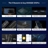 DOOGEE S95 Pro Mobile Phone IP68/IP69K Waterproof 6.3inch Smartphone 5150mAh Helio P90 CPU 8GB RAM+128GB ROM 48MP+16MP+8MP Camera Android 9.0 Pie System Black_European version