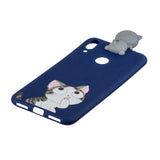 For Huawei Y7 2019 3D Cartoon Lovely Coloured Painted Soft TPU Back Cover Non-slip Shockproof Full Protective Case big face cat