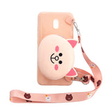For Redmi 8/Redmi 8A Case Mobile Phone Shell Shockproof Cellphone TPU Cover with Cartoon Cat Pig Panda Coin Purse Lovely Shoulder Starp  Pink