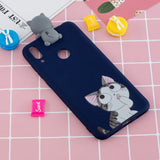 For Huawei Y7 2019 3D Cartoon Lovely Coloured Painted Soft TPU Back Cover Non-slip Shockproof Full Protective Case big face cat