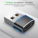 USB-C Male Type C to USB Adapter 2.0 A Female Data Converter Connector Adapter black