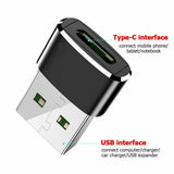 USB-C Male Type C to USB Adapter 2.0 A Female Data Converter Connector Adapter black