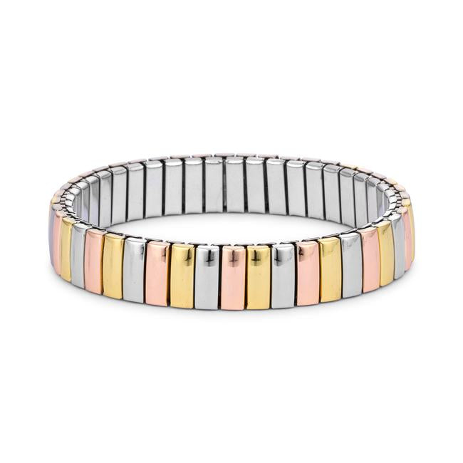 Tri-tone Stainless Steel Stretch Bracelet