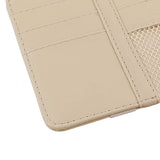 Car Sun Visor Card Holder Glasses Clip with Mobile Phone Bag Beige
