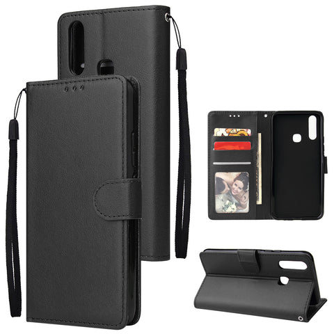 For VIVO Y17 Cellphone Cover PU Leather Shell All-round Protection Mobile Phone Case Precise Cutout Wallet Design Stand Function Black