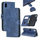 For HUAWEI Y5 2019 Denim Pattern Solid Color Flip Wallet PU Leather Protective Phone Case with Buckle & Bracket black