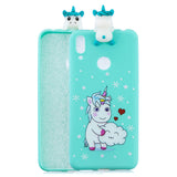 For Huawei Y7 2019 3D Cartoon Lovely Coloured Painted Soft TPU Back Cover Non-slip Shockproof Full Protective Case Music unicorn