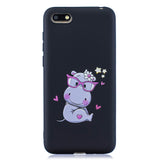 For HUAWEI Y5 2018 Cute Coloured Painted TPU Anti-scratch Non-slip Protective Cover Back Case with Lanyard yellow