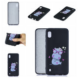 For Samsung A10 Cartoon Lovely Coloured Painted Soft TPU Back Cover Non-slip Shockproof Full Protective Case with Lanyard red