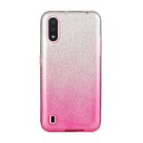 For Samsung A01/A11 European version/A31/A71 Phone Case Gradient Color Glitter Powder Phone Cover with Airbag Bracket Pink