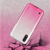 For Samsung A01/A11 European version/A31/A71 Phone Case Gradient Color Glitter Powder Phone Cover with Airbag Bracket Pink