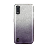 For Samsung A01/A11 European version/A31/A71 Phone Case Gradient Color Glitter Powder Phone Cover with Airbag Bracket black
