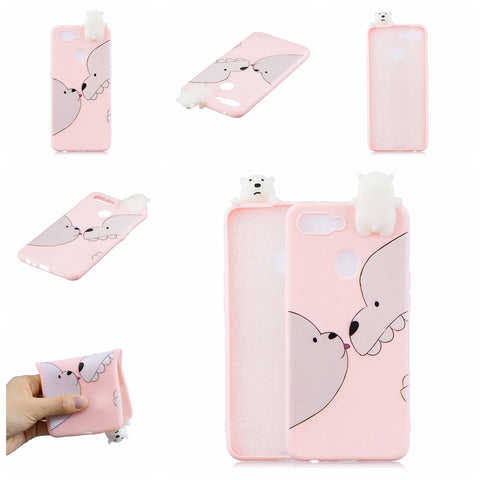 For OPPO F9/F9 PRO 3D Cute Coloured Painted Animal TPU Anti-scratch Non-slip Protective Cover Back Case Big white bear