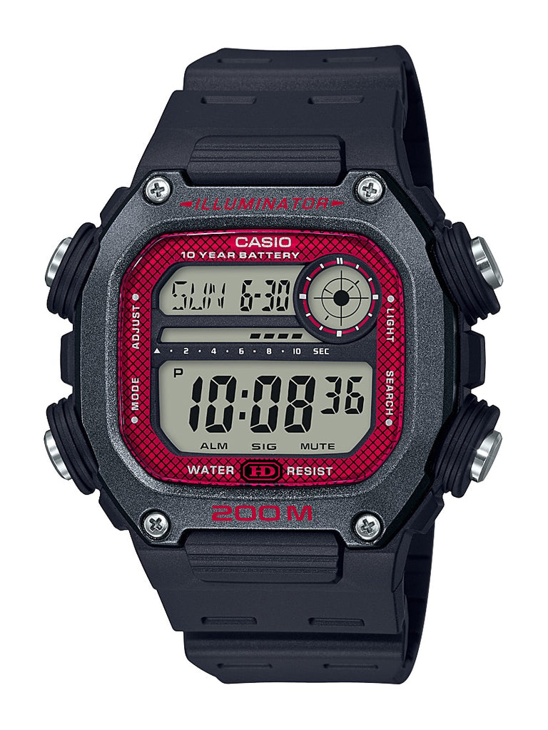 Casio Men's Multi Alarm Chrono Digital Black/Red Watch