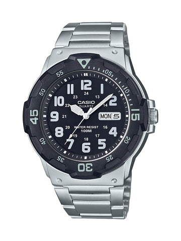 Casio Men's Diver Style Black Dial Stainless Steel Watch