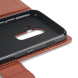 For Samsung A6 PLUS 2018 Flip-type Leather Protective Phone Case with 3 Card Position Golden