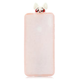 For Samsung A11 Soft TPU Back Cover Cartoon Painting Mobile Phone Case Shell with Bracket big eared rabbits