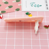 For Samsung A11 Soft TPU Back Cover Cartoon Painting Mobile Phone Case Shell with Bracket big eared rabbits