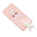 For Samsung A11 Soft TPU Back Cover Cartoon Painting Mobile Phone Case Shell with Bracket big eared rabbits