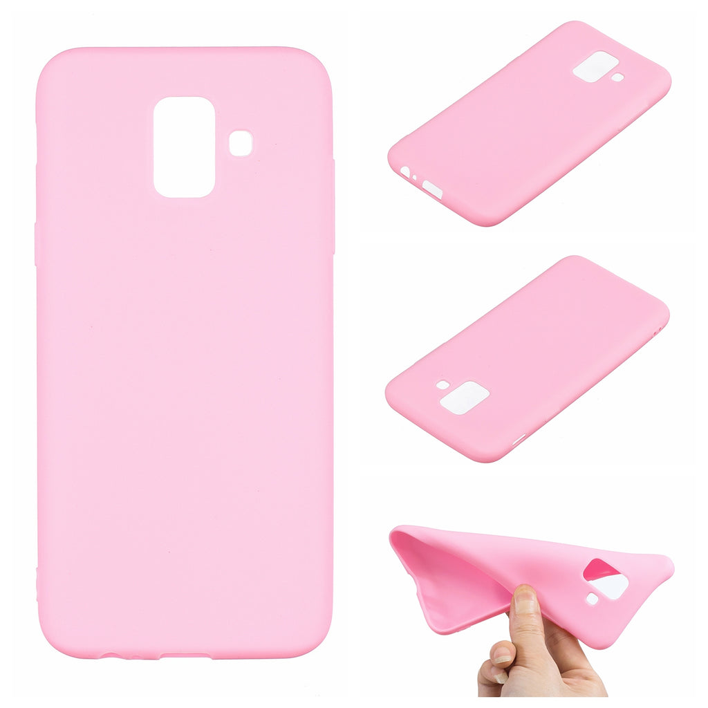 for Samsung A6 2018 Lovely Candy Color Matte TPU Anti-scratch Non-slip Protective Cover Back Case dark pink