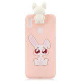 For Samsung A11 Soft TPU Back Cover Cartoon Painting Mobile Phone Case Shell with Bracket big eared rabbits
