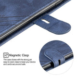For Samsung A10S A20S Solid Color Denim Texture Front Clasp Bracket Leather Mobile Phone Cover blue