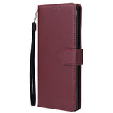For HUAWEI PSmart 2020/Y5P/Y6P PU Leather Mobile Phone Cover with 3 Cards Slots Phone Frame Red wine