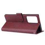 For HUAWEI PSmart 2020/Y5P/Y6P PU Leather Mobile Phone Cover with 3 Cards Slots Phone Frame Red wine