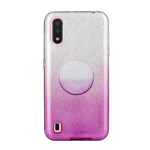 For Samsung A01/A11 European version/A31/A71 Phone Case Gradient Color Glitter Powder Phone Cover with Airbag Bracket purple