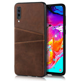 For Samsung A70 Cattlehide Grain PU Protective Case Back Cover with 2 Cards Pockets black