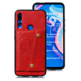 For HUAWEI Y9 prime 2019 PU Leather Shockproof Cell Phone Case Anti-dust Phone Case with Double Buckle Card Slot Pocket  blue