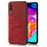 For Samsung A70 Cattlehide Grain PU Protective Case Back Cover with 2 Cards Pockets black