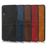For Samsung A70 Cattlehide Grain PU Protective Case Back Cover with 2 Cards Pockets black