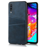 For Samsung A70 Cattlehide Grain PU Protective Case Back Cover with 2 Cards Pockets black