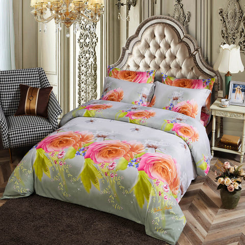 Duvet Cover Set, 6 Piece Luxury Floral Bedding, Dolce Mela  Innocence  DM723