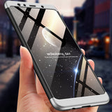 For Samsung A7 2018 3 in 1 360 Degree Non-slip Shockproof Full Protective Case Silver black silver_Samsung A7 2018