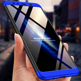 For Samsung A7 2018 3 in 1 360 Degree Non-slip Shockproof Full Protective Case Silver black silver_Samsung A7 2018