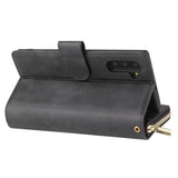 For Samsung A51 5G/A71 5G/Note 10 pro Pu Leather  Mobile Phone Cover Zipper Card Bag + Wrist Strap black