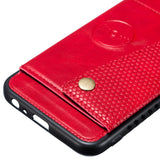 For Samsung J6 PLUS Double Buckle Non-slip Shockproof Cell Phone Case with Card Slot Bracket red