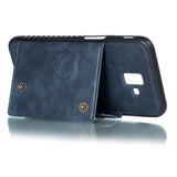 For Samsung J6 PLUS Double Buckle Non-slip Shockproof Cell Phone Case with Card Slot Bracket blue