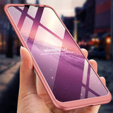 For HUAWEI Y7 2019 Ultra Slim PC Back Cover Non-slip Shockproof 360 Degree Full Protective Case Silver black silver
