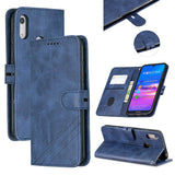 For HUAWEI Y6 2019 Denim Pattern Solid Color Flip Wallet PU Leather Protective Phone Case with Buckle & Bracket red